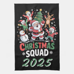 Linge De Cuisine Équipe de Noël personnalisée Famille Santa 2025