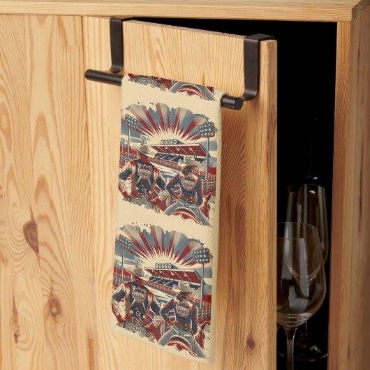 Linge De Cuisine Équipe de Rodéo de l'Ouest (Pliage en tiers)