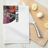 Linge De Cuisine Équipe Spooky Retro Halloween Design (Texte Noir) (Quart Plié)