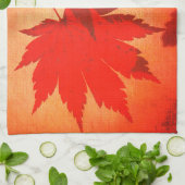 Linge De Cuisine Érable japonais script feuille automne orange (Plié)
