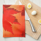 Linge De Cuisine Érable japonais script feuille automne orange (Quart Plié)