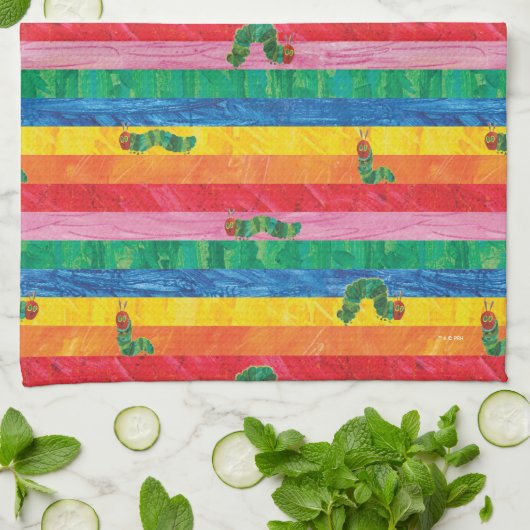 Linge De Cuisine Eric Carle | Caterpillar Rainbow Stripe Motif (Plié)