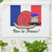 Linge De Cuisine Escargot français du 14 juillet dans un béret (Plié)