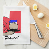 Linge De Cuisine Escargot français du 14 juillet dans un béret (Quart Plié)