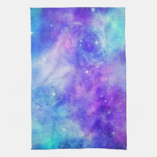 Linge De Cuisine Espace de galaxie violet et bleu Abstrait