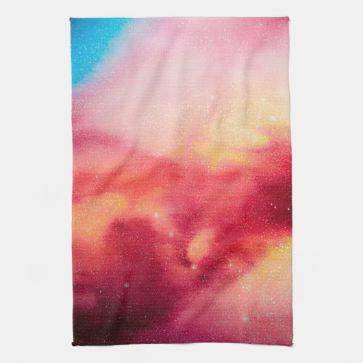 Linge De Cuisine Espace extérieur Poussière Cosmique Étoiles rouge (Vertical)