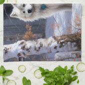 Linge De Cuisine Esquimau Américain Laisser Neige Noël (Plié)