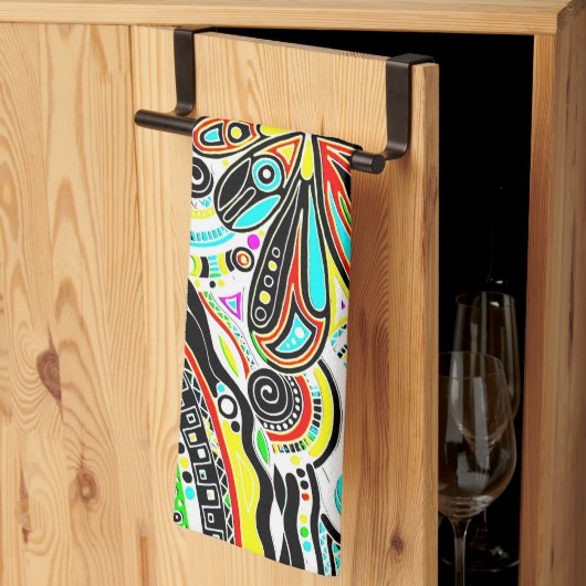 Linge De Cuisine Esquisse Imaginaire Art - Fleurs Abstraites 3 (Pliage en tiers)