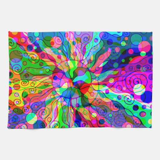 Linge De Cuisine Esquisse Imaginaire Art - Neon Abstrait Maj 1 (Horizontal)