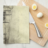 Linge De Cuisine Esquisse technique de Leonardo da Vinci d'une roue (Quart Plié)