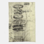 Linge De Cuisine Esquisse technique de Leonardo da Vinci d'une roue (Vertical)