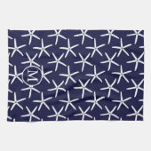 Linge De Cuisine Estarfish blanche sur un arrière - plan bleu marin (Horizontal)