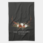 Linge De Cuisine Etanche en grès noir en terre cuite floral élégant (Vertical)