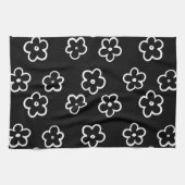 Linge De Cuisine Été botanique tropical noir et blanc (Horizontal)
