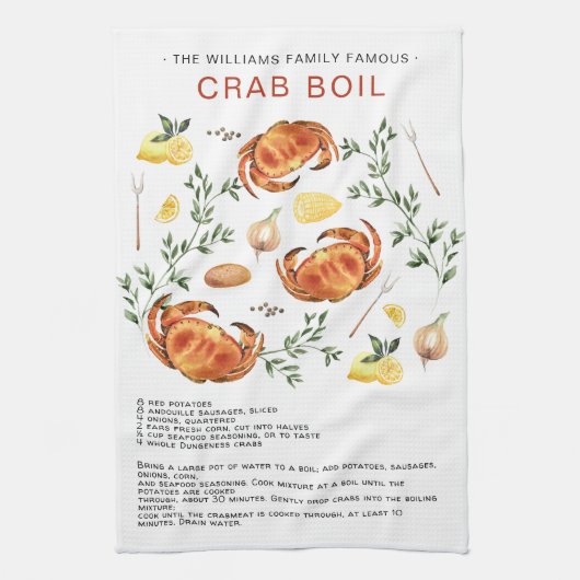 Linge De Cuisine Été Crabe boule | Recette Heirloom Tea Towel (Vertical)