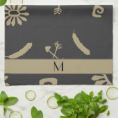 Linge De Cuisine Ethnic Black and Beige Native Print Cuisine Servie (Plié)