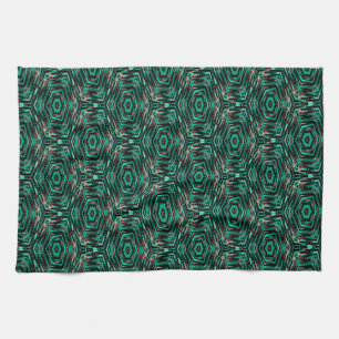 Linge De Cuisine Ethnique, noire et turquoise.