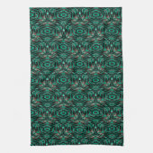 Linge De Cuisine Ethnique, noire et turquoise. (Vertical)