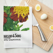 Linge De Cuisine Étiquette de paquets de semences Marigold (Quart Plié)