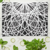 Linge De Cuisine Étoile de fleurs de kaléidoscope noir et blanc (Plié)