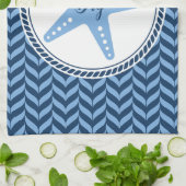 Linge De Cuisine Étoile de mer bleue marine côtière (Plié)