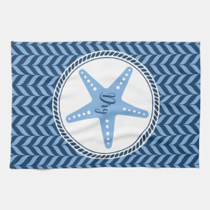 Linge De Cuisine Étoile de mer bleue marine côtière 