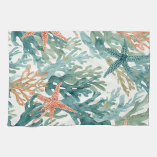Linge De Cuisine Étoile de mer Océan Corail Faune marine Sarcelle O