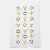 Linge De Cuisine Étoile élégante de David Menorah Monogramme juif (Vertical)
