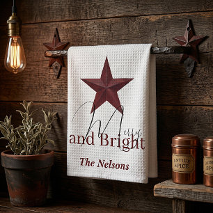 Linge De Cuisine Étoile rustique Merry & Bright personnalisée