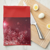 Linge De Cuisine Étoiles argentées sur fond rouge (Quart Plié)