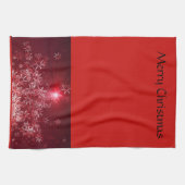 Linge De Cuisine Étoiles argentées sur fond rouge (Horizontal)