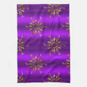 Linge De Cuisine Étoiles de Noël d'or sur Noël pourpre (Vertical)
