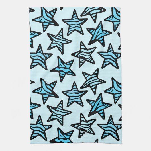 Linge De Cuisine étoiles d'impression bleu zèbre (Vertical)