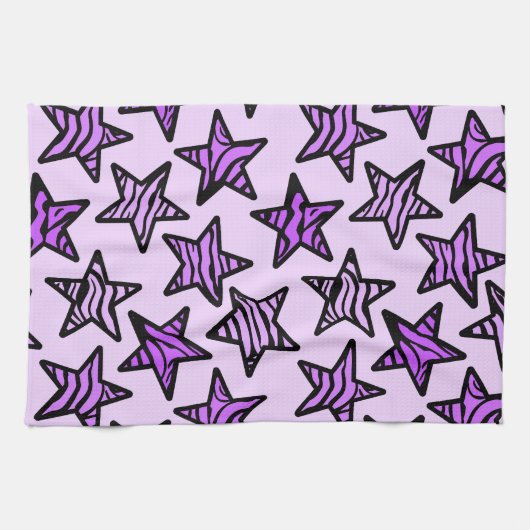 Linge De Cuisine Étoiles d'impression de zèbre pourpre (Horizontal)