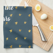 Linge De Cuisine Étoiles d'or bleu marine (Quart Plié)