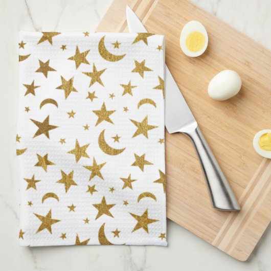 Linge De Cuisine Étoiles et lunes (Quart Plié)