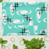 Linge De Cuisine Étoiles Motif Turquoise (Plié)