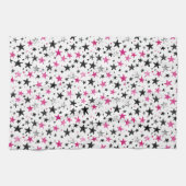 Linge De Cuisine Étoiles Noir Argent Rose (Horizontal)