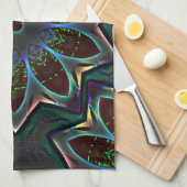 Linge De Cuisine Etrange ellipse circulaire foncée avec feuilles ab (Quart Plié)