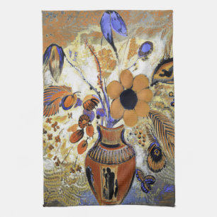 Linge De Cuisine Etruscan vase with Flowers, Redon