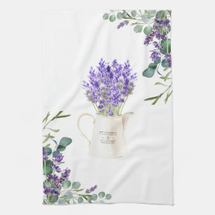 Linge De Cuisine Eucalyptus Foliage Purple Lavande Fleurs