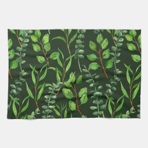 Linge De Cuisine Eucalyptus vert foncé