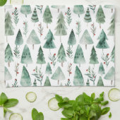Linge De Cuisine Evergreen Forest Watercolor Kitchen Towel (Plié)