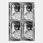 Linge De Cuisine Ex Libris Art Nouveau Lecture Femme (Vertical)