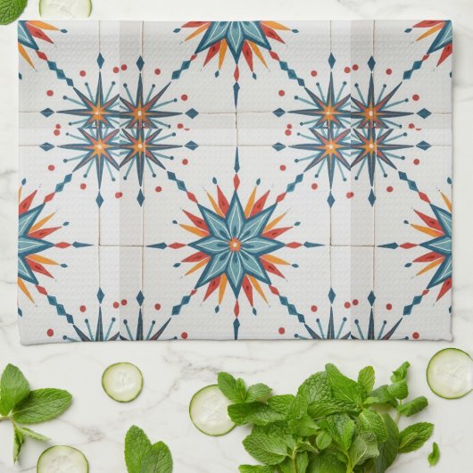Linge De Cuisine Explosion Atomique Rétro Moderne du Milieu du XXe (Plié)