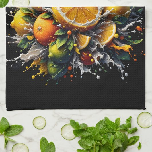 Linge De Cuisine Explosion de Citrus (Plié)