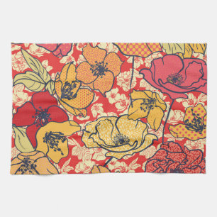 Linge De Cuisine Explosion florale : Tendance Vintage transparente.