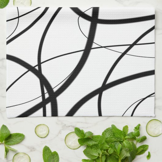 Linge De Cuisine Expression en noir et blanc (Plié)