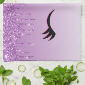 Linge De Cuisine Eyelashes rose et noir élégant sur Parties scintil (Plié)