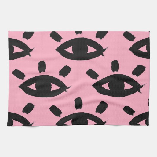 Linge De Cuisine Eyes Watercolor Brush, Motif Sketch. (Horizontal)
